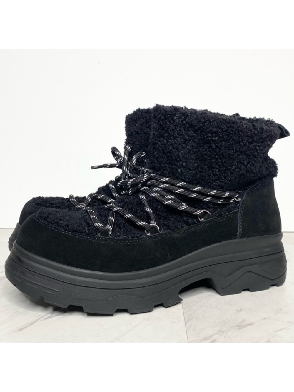 New! BP Summit Faux Fur Black Chunky Boot 8.5